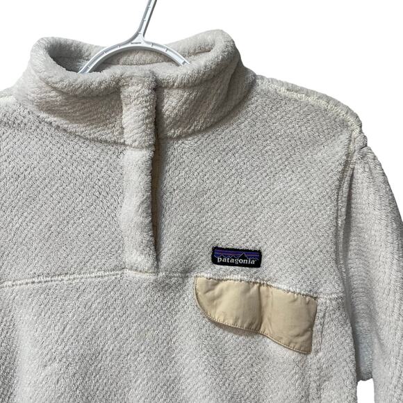 Patagonia Women's Re-Tool Snap-T Fleece Pullover Raw Linen/White Sz XL - Picture 5 of 10
